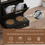 Hidden Pet Feeder Station with Storage Cabinet & Pull-Out Bowls