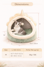 Cozy Dinosaur Pet Bed - Soft & Warm Dog and Cat Cushion